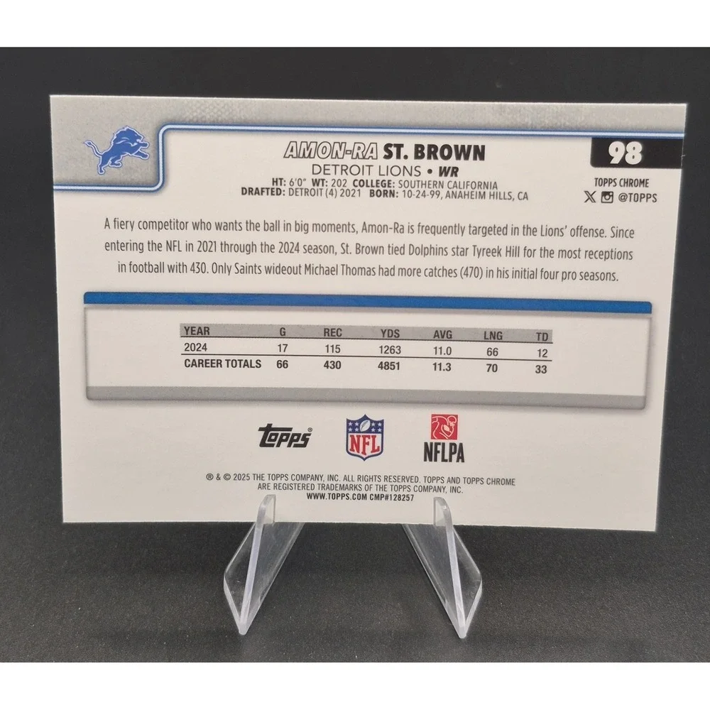 2025 Topps Chrome Amon-Ra St.Brown #98 Fanatics Exclusive Topps Refractor Lions